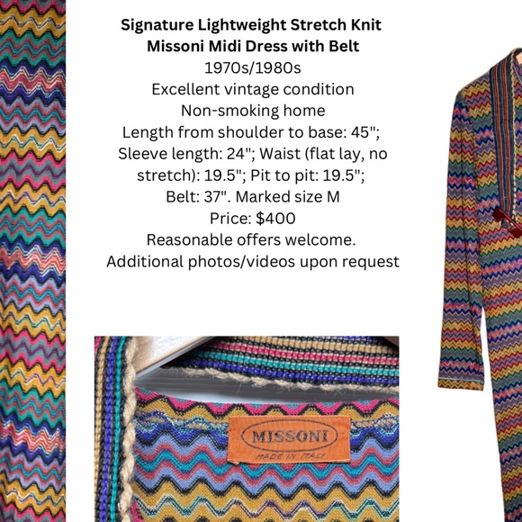 Vintage Missoni Colorful Zigzag Knit midi dress - Picture 10 of 10